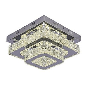 Lustre Plafon Zine Cristal Led Quadrado Duplo 60w Bivolt
