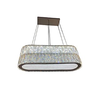 Lustre Pendente Cristal Led Moderno Baccialle Oval 80w Bivolt