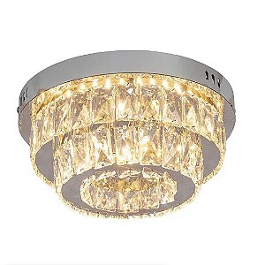 Lustre Plafon Zine Cristal Led Redondo Duplo 60w Bivolt