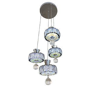 Lustre Pendente Cristal Led 4 Pêndulos 60W Bivolt