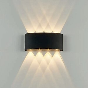 Arandela 8 Fachos LED Preta 12w IP65