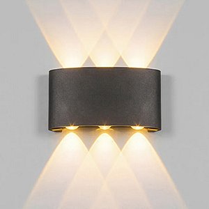Arandela 6 Fachos LED Preta 8w IP65