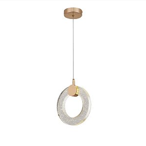 Pendente Cristal Bolhas Disco Vazado 5w Dourado