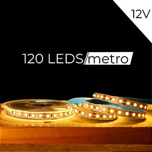 Fita de Led 3528 120leds/M - 12v Branco Quente 3000k - Rolo c/ 5 Metros