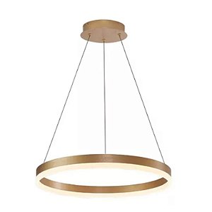 Pendente Led Anel 40cm Moderno 25w Dourado fosco