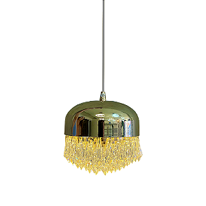 Pendente Led Cristal Cascata 10w Dourado