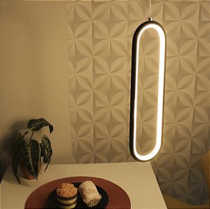 Pendente Led Moderno Oval Minimalista Preto Fosco 13w Luz Quente 3000k Bivolt