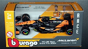 McLaren Team MCL38 (2024) - GP Miami Winner 2024 - 18-38214 | #4 Lando Norris | Sem Capacete | 1:43 | Formula 1 | Bburago