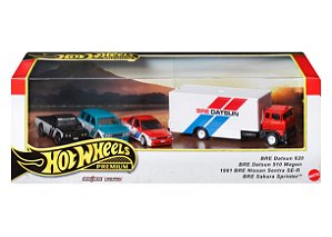 BRE Datsun 620, BRE Datsun 510 Wagon, 1991 BRE Nissan Sentra SE-R e BRE Sakura Sprinter - HRT52 | BRE Datsun | Hot Wheels Premium