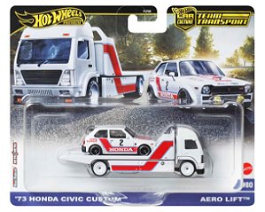 '73 Honda Civic Custom e Aero Lift - JBM36 (Nº 80) | Mix 3 - 2025 | Car Culture: Team Transport | Hot Wheels Premium