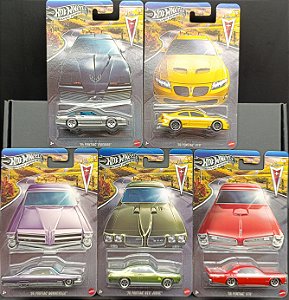 Set Completo Pontiac 100th Anniversary (84 Pontiac Firebird + 06 Pontiac GTO + 65 Pontiac Bonneville + 70 Pontiac GTO Judge + 66 Pontiac GTO) | Celebrations 2026 | Pontiac 100th Anniversary (GRT01) | Silver Series