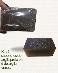 Kit sabonetes argilas preta e verde