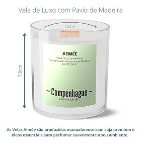 Aimée Velas Perfumadas COPENHAGUE ~ CAPIM LIMÃO 240gr | Duração 60h a 80h