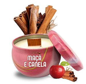 Vela Aromática Luxo 130g MAÇA E CANELA  Pavio Madeira