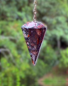 Pêndulo de Cristal Natural - Unakita Preta