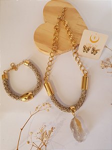 Conjunto Fenix Quartzo Anfibólio