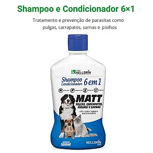 Shampoo 6 Em 1 Matt Tratamento Antipulgas Carrapato Sarna Cães Gatos