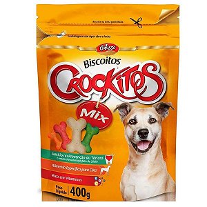 Biscoito Petisco Para Cães Crockitos Colosso Mix 400g