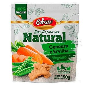Biscoito Colosso Natural Vegano Cenoura e Ervilha 150g - Petisco Para Cães