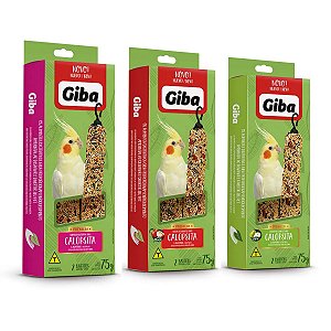 3 Caixas Com Bastão de Sementes Giba Prefere Para Calopsitas Agapornis Periquitos