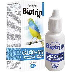 Suplemento Vitamínico Para Aves Biotrin Vet Cálcio e B12 20ml