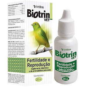 Suplemento Vitamínico Para Aves Biotrin Vet Fertilidade e Reprodução 20ml