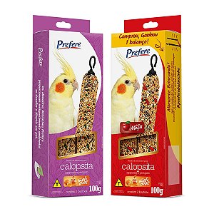 2 Caixas Com Bastão de Sementes Prefere Tradicional e Maçã Para Calopsitas Agapornis Periquitos