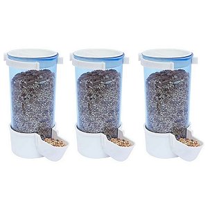 3 Comedouro Automático de Sementes Para Aves e Calopsitas 220ml Malha Larga