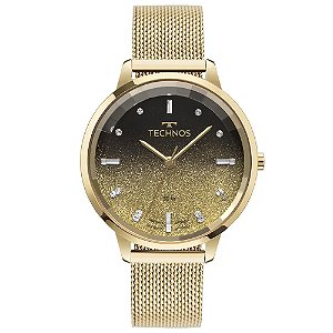 Relógio Technos Feminino Crystal Dourado