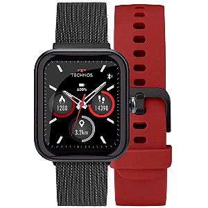 Smartwatch Technos Connect MAX Preto e Vermelho