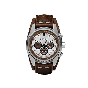 Relógio Fossil Masculino Em Couro Marrom