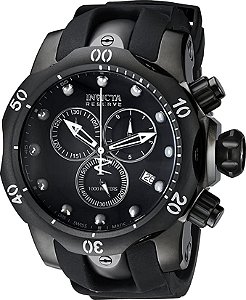 Relógio masculino Invicta INVICTA-6051 Venom Reserve preto de aço  inoxidável com pulseira de poliuretano - Original - Bianch Imports