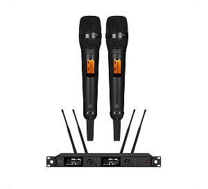 Microfone Sem Fio Dylan D-8500s Duplo Profissional Preto
