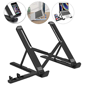 Suporte para Notebook Tablet Ergonômico Ajustável em 13 Níveis Portátil com Apoio de Celular Incluso