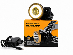 Lanterna de Cabeça Recarregável HeadLamp 300LM LED 3W