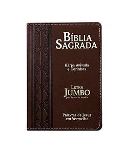 BIBLIA LT JUMBO CAPA PU LUXO COM HARPA MOD. 01 ARABESCO MARROM -