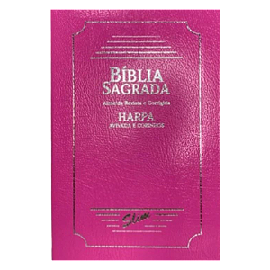 BIBLIA SLIM ARC CAPA COVERBOOK COM HARPA E CORINHOS PINK