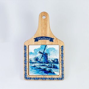 Azulejo Azul com Madeira Formato Tábua Moinho com Riacho