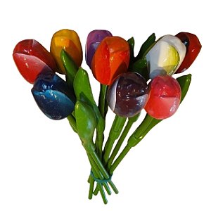 Conjunto Tulipas de madeira