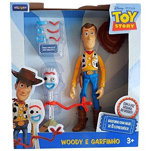 Boneco Woody Com Som Fala 14 Frases Garfinho Forky Toy Story