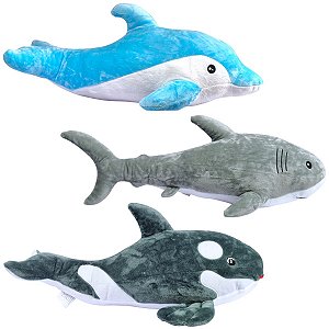 Kit 3 Pelúcias Tubarão Golfinho e Baleia Plush - Fizzy