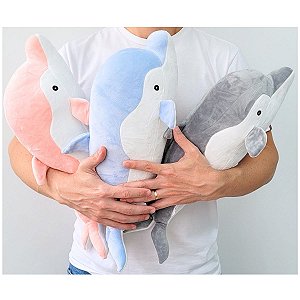 Golfinho de Pelúcia Rosa Azul Cinza 50cm Plush Antialérgico