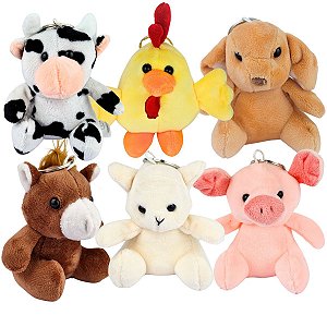kit 6 Pelúcias da Fazenda Galinha Vaca Porco Cavalo Gato Dog