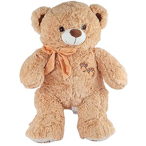 Urso de Pelúcia Com Laço 50cm Luxo Ursinho Teddy Bebê Nicho
