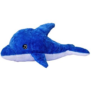 Golfinho De Pelúcia 55cm Dolphin Animais Marinhos Macio Azul