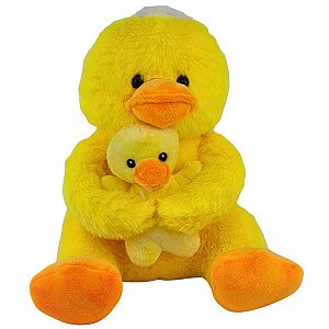 Pato de Pelúcia Com Filhote Bebê Nicho Patinho Fazenda