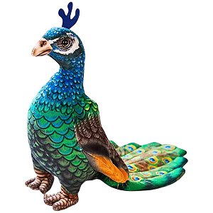Pavão de Pelúcia Ave Realista Luxo Decoração Presente