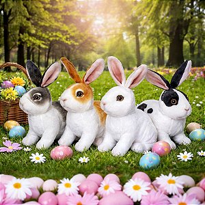 Coelho de Pelúcia Realista Coelhinho Fazendinha