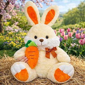 Coelho de Pelúcia Gigante 65cm com Cenoura Super Fofo Bunny