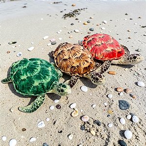 Tartaruga de Pelúcia Marinha 34cm Realista Macia turtle Mar